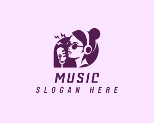 App - Podcast Girl Microphone logo design