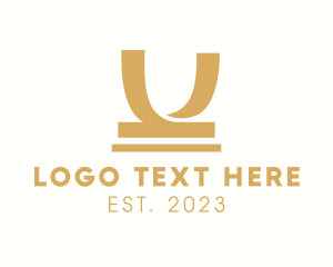 Golden - Honorary Award Letter U logo design