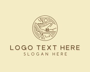 Glamping - Mountain Landscape Camp logo design