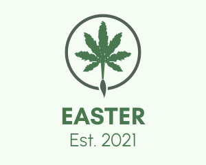 Painter - Green Brush Weed logo design