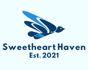 Lovebird - Blue Flying Dove logo design