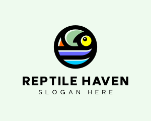 Pet Chameleon Reptile logo design