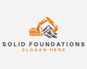 Heavy Equipment - Builder Excavator Mountain logo design