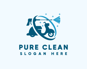 Motorcycle Scooter Pressure Cleaning logo design