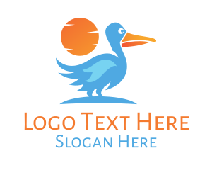 Migration - Blue Stork Sunset logo design