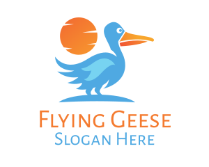 Geese - Blue Stork Sunset logo design