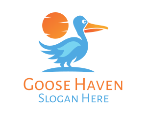 Blue Stork Sunset logo design