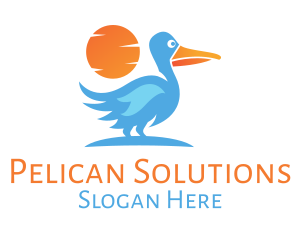 Blue Stork Sunset logo design