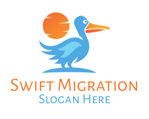 Migration - Blue Stork Sunset logo design