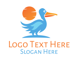 Heron - Blue Stork Sunset logo design