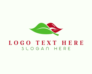 Lip Gloss - Eco Leaf Kiss logo design