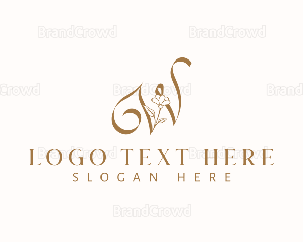 Natural Floral Calligraphy Letter W Logo