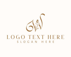 Natural Floral Calligraphy Letter W logo design