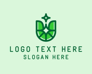 Biological - Green Eco Letter U logo design