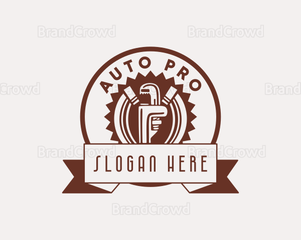 Plumber Pipe Wrench Logo