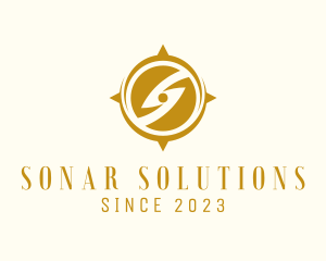 Sonar - Golden Compass Letter S logo design