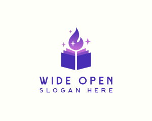Open Book Fire Literature logo design