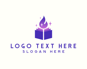 Bookselling - Open Book Fire Literature logo design