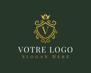 High End - Luxury Crown Shield logo design