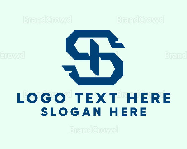 Blue Mechanical Letter S Logo