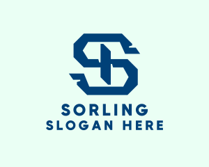 Blue Mechanical Letter S logo design