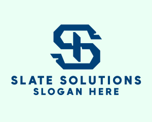 Blue Mechanical Letter S logo design