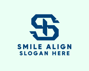 Blue Mechanical Letter S logo design