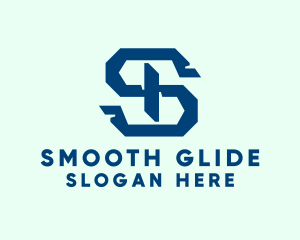 Blue Mechanical Letter S logo design