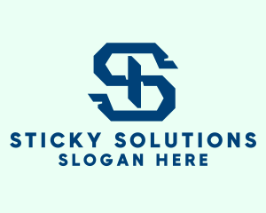 Blue Mechanical Letter S logo design