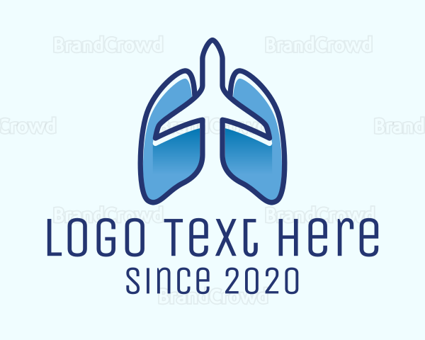 Blue Airplane Flight Lungs Logo