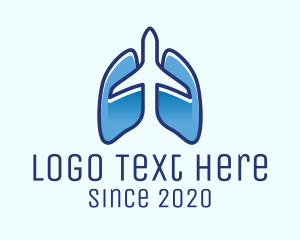 Respiratory System - Blue Airplane Flight Lungs logo design