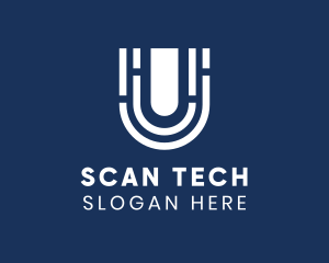 Scanner - Fingerprint Scanner Letter U logo design
