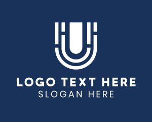 Scan - Fingerprint Scanner Letter U logo design