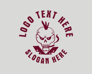 Rebel - Cigarette Punk Skull logo design