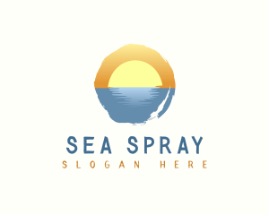 Sunset Ocean Scenery logo design