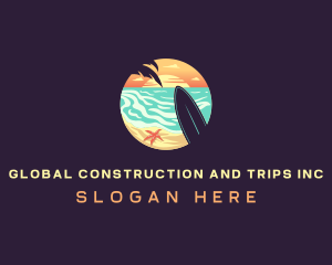 Surfboard - Tropical Beach Vacation logo design