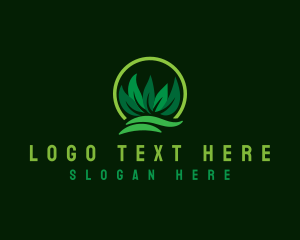 Mowing - Lawn Grass Leaves logo design