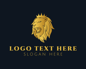 Crown - Gold Angry Lion logo design