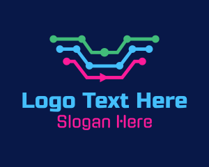 Networking - Colorful Technology Circuit logo design