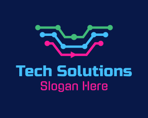 Digital Agency - Colorful Technology Circuit logo design