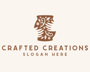 Handmade - Floral Handmade Pottery logo design