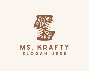 Handicraft - Floral Handmade Pottery logo design