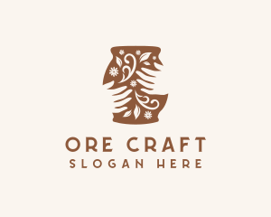 Floral Handmade Pottery logo design