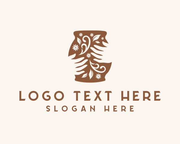 Handmade - Floral Handmade Pottery logo design