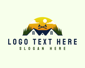 Trees - Roof House Construction logo design