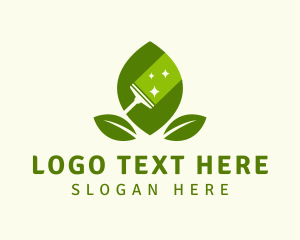 Home Cleaning - Natural Leaf Sweeper logo design
