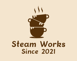 Steam - Hot Coffee Cup Tower logo design