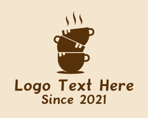 Caffeine - Hot Coffee Cup Tower logo design