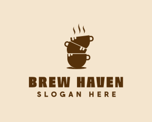 Hot Coffee Cup Tower  logo design