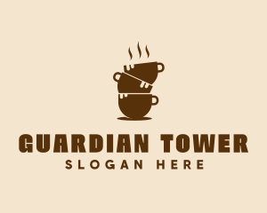 Hot Coffee Cup Tower  logo design